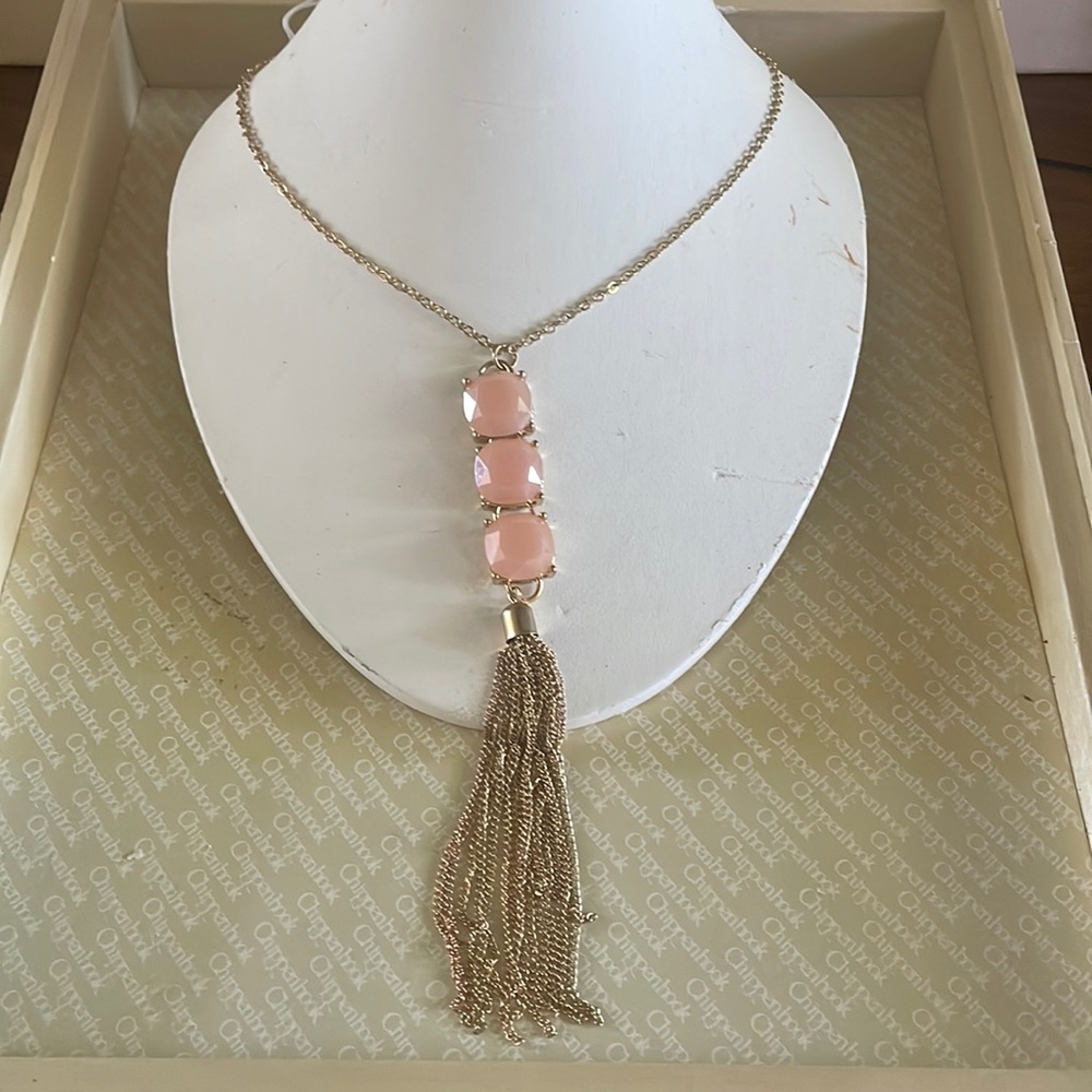 NWT Gold Tone Tasseled Pendant Necklace